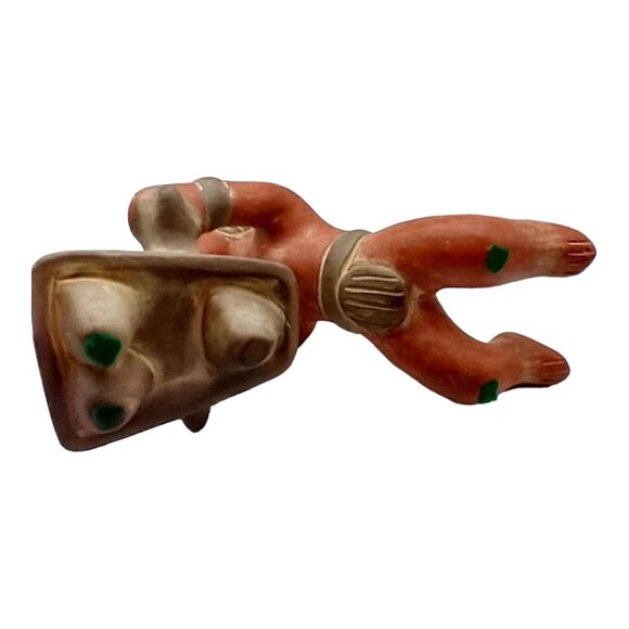 Vintage Mexican Red Clay Mayan Woman Grinding Corn Terra Cotta Folk Art Figurine - Picture 6 of 16